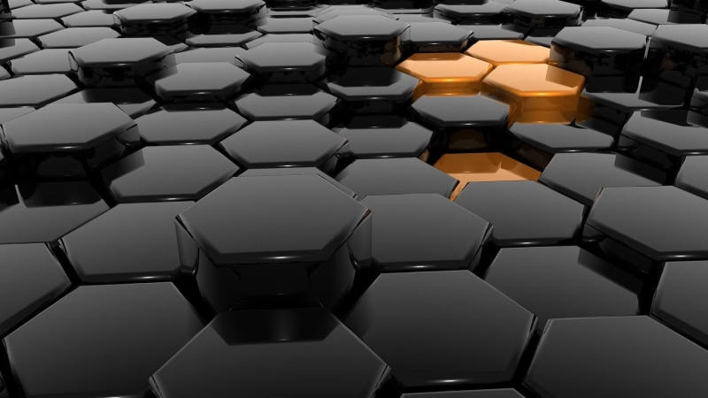 Artistic, hexagon, pattern, repetition, in a row, close-up, full frame, 1080P, digital, gray, no people, black, hexagonal, Digital Art, geometric shape