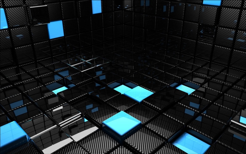black, outdoors, blocks, 1080P, blue, 3D Blocks, building exterior, cyan, modern, backgrounds, no people, ceiling, repetition, 3D, reflection