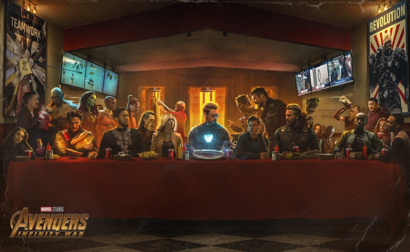 Thor, Black Widow, indoors, bar - drink establishment, real people, marvel, Doctor Strange, The Avengers, alcohol, group Of People, Tony Stark, fast food