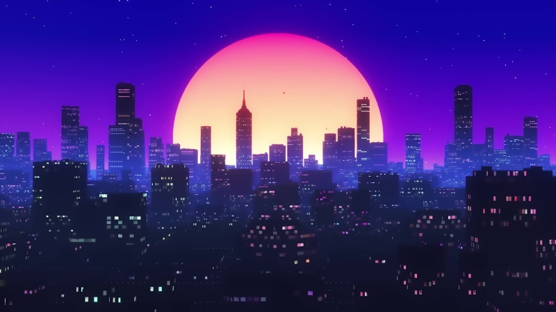 Outrun, New Retro Wave, 80s, Retrouve, Night, The city, Music, Synth, Retrowave, Futuresynth, The sun, 1080P, Background, Sintav, 80s, Synthwave