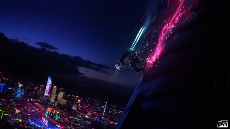 street, built structure, cityscape, artwork, full length, asia, uSA, neon, laser, architecture, Jonathan Lucero, dark, city Life, music, business
