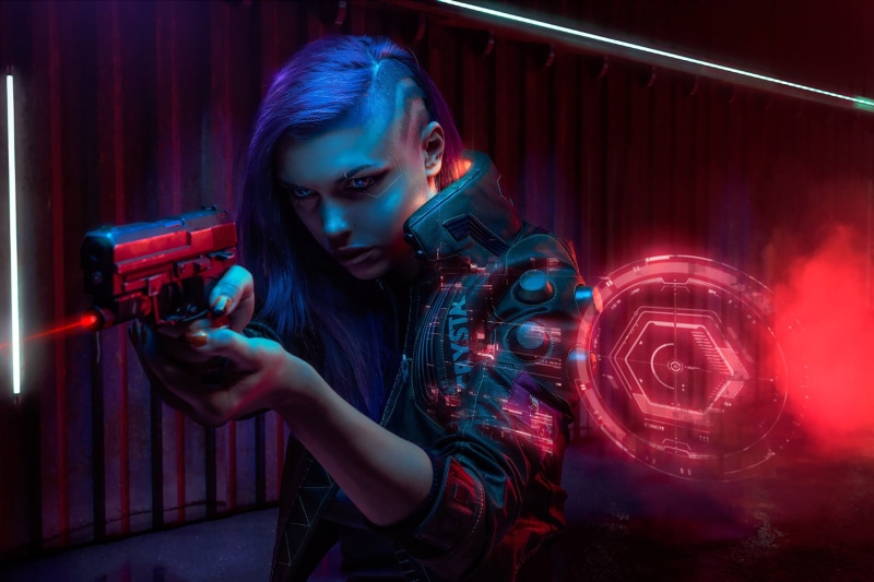 futuristic, cyberpunk, weapon, 1080P, women, gun, science fiction