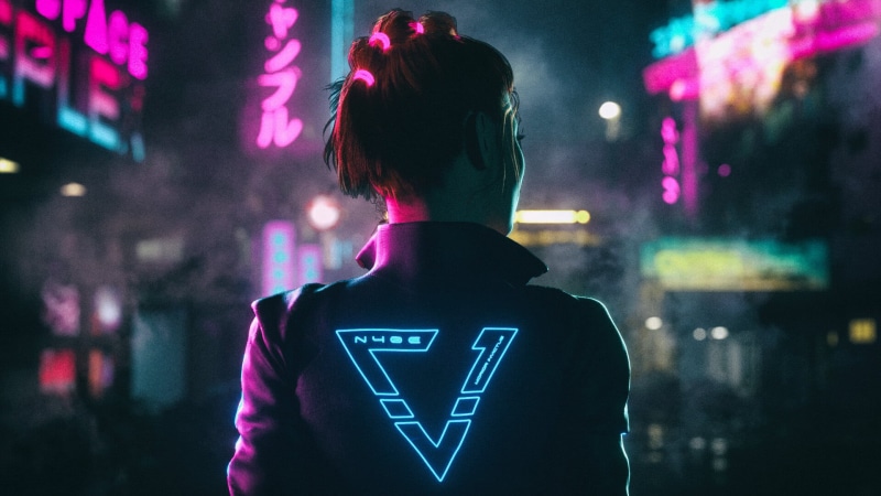 cyberpunk, science fiction, Tokyo, artwork, digital art, neon, 1080P, Japan, back, women