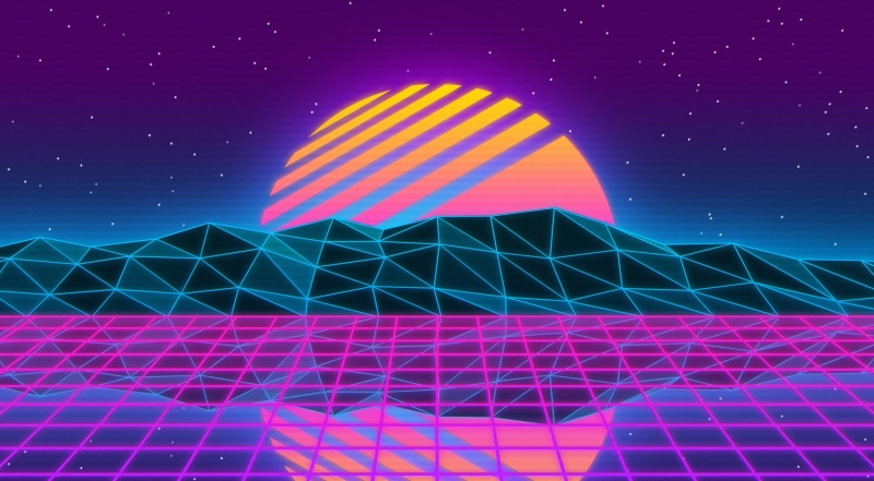 aesthetic, Blue, vaporwave, Background, 2K, Retro, newretro, glitch, Style, Yellow, Music, Purple, Sunset, abstract