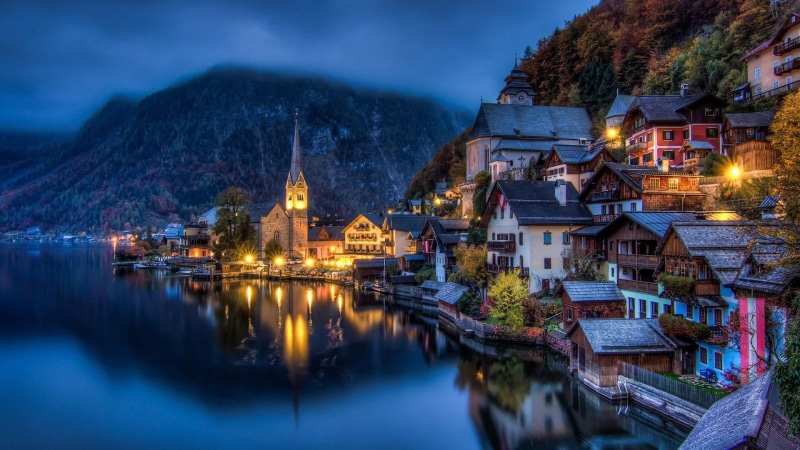landmark, travel destinations, village, hallstatt, lake, 1080P, nature, mountain village, old, hallstatt see lake, austria, building exterior, architecture
