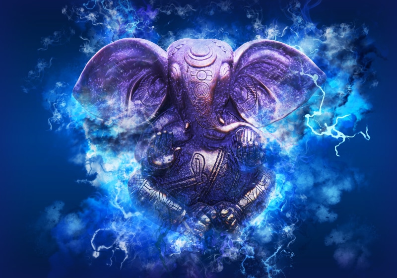 human representation, cloud - sky, ganesh, ganesha, art and craft, purple, outdoors, spiritual, 4K, sculpture, representation, festival, male likeness