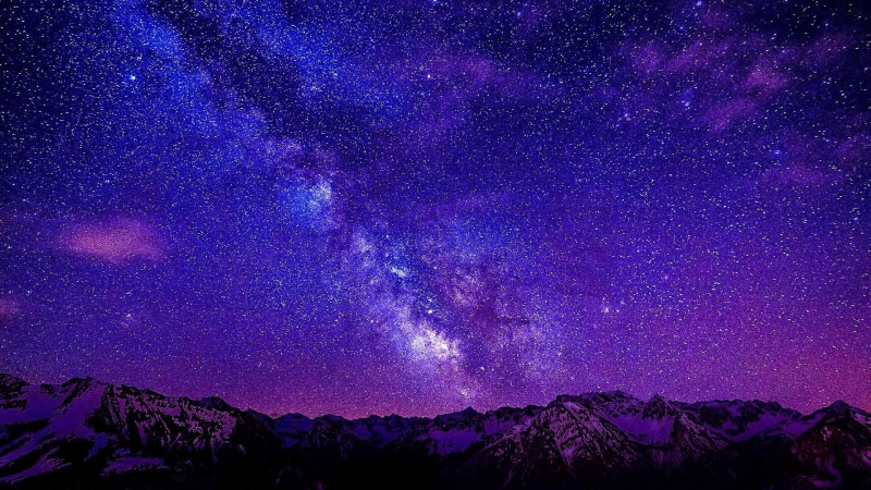 atmosphere, mountain, mountain range, purple, galaxy, 1080P, milky way, sky, space, astronomy, stars, night, night sky, starry sky, starry night, darkness