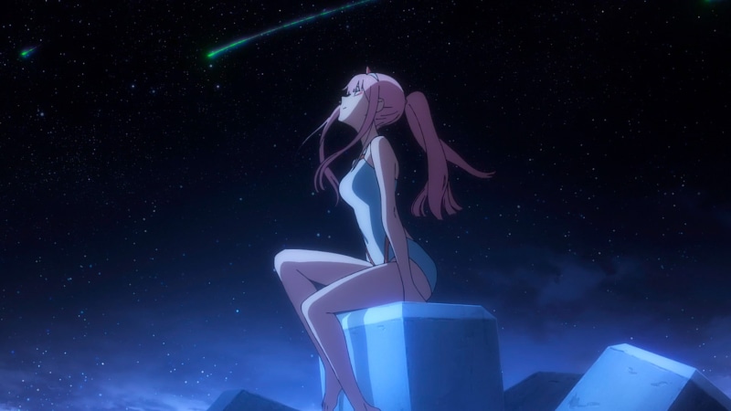 character, 1080P, Shooting Star, pink, female, Darling in the FranXX, Anime, Zero Two (Darling in the FranXX), haired