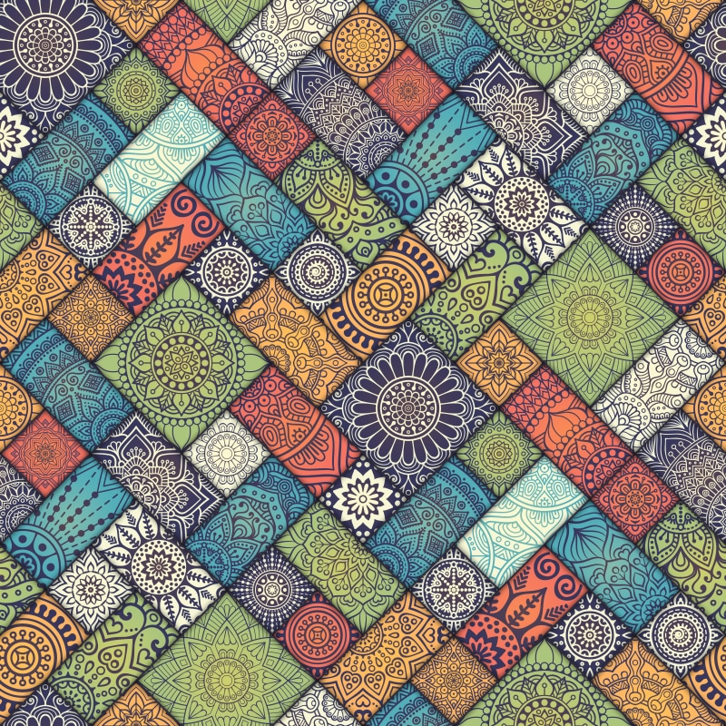 part Of, blue, pattern, shape, high angle view, geometric Shape, gypsy, flower, old-fashioned, tiled floor, drawing - Activity, green, paper, picture Frame