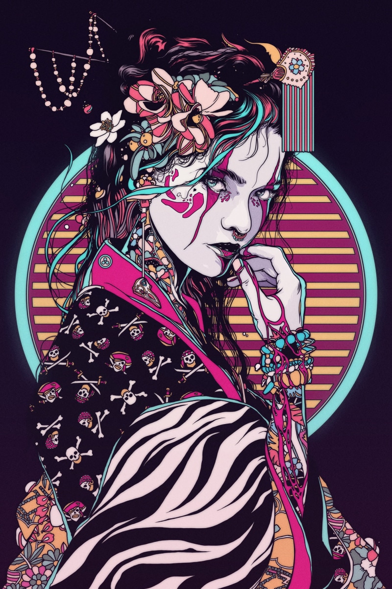 pattern, fashion, one person, Conrado Salinas, looking at viewer, young adult, arts culture and entertainment, pierced septum, striped, women, multi colored