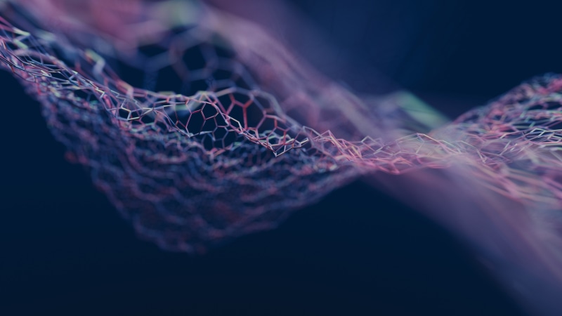 geometry, digital art, Fedora 29, 4K, Fedora, blurred, blue background, 3D Abstract, abstract, hexagon, grid, nets