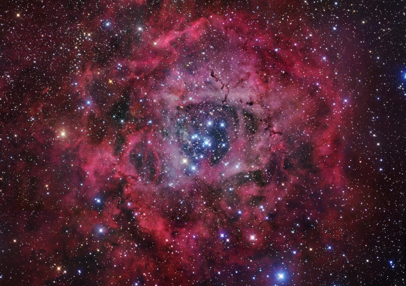 fantasy, rosette nebula, astrology, beauty in nature, illuminated, spiral Galaxy, dust, red, deep, black Hole, space, dark, multi Colored, futuristic, 2K