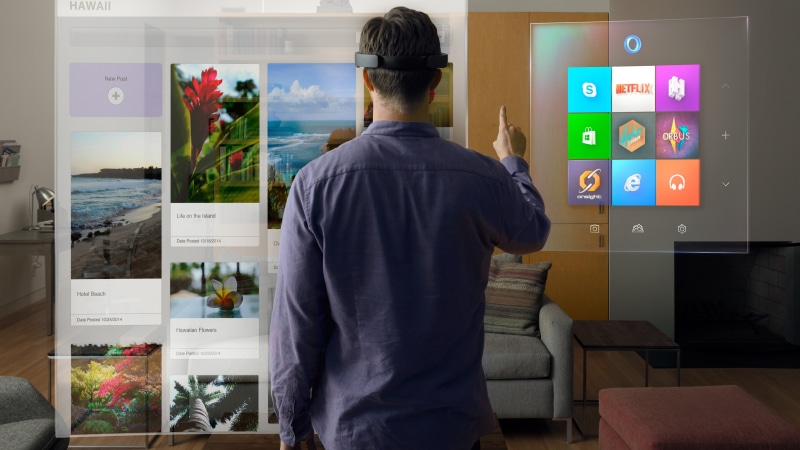 d, virtual reality, 4K, augmented reality, man, desktop, wearing, gray, Hi-Tech News of 2015, sunglasses, A.R. headset, Microsoft HoloLens, review, Real Futuristic Gadgets
