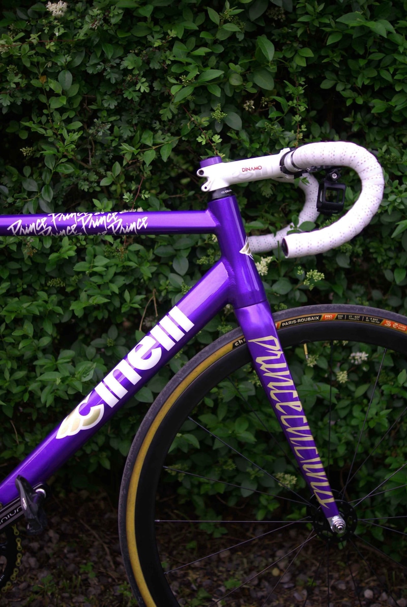 transportation, cinelli, 4K, land vehicle, land, outdoors, mode of transportation, purple, bicycle, tire, no people, green color, nantwich, tree, stationary
