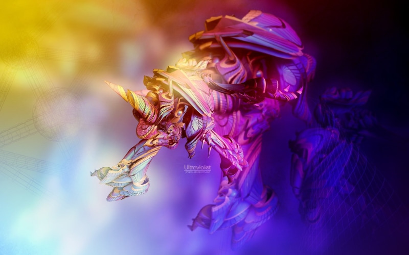 shape, character, 3d shape, horned, ultraviolet, 1080P, abstract, illustration, anime, 3d abstract