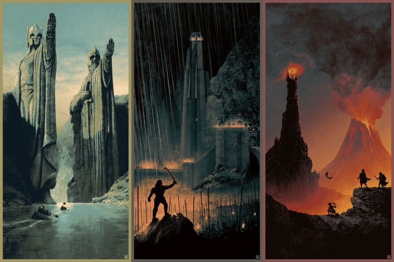digital composite, leisure activity, men, outdoors, people, The Lord of the Rings, group of people, women, collage, 1080P, water, architecture, sky, Argonath