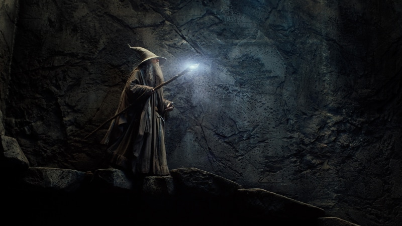 The Lord of the Rings, Gandalf, human representation, one person, night, movies, The Hobbit, rock - object, religion, illuminated, evil, moonlight, nature