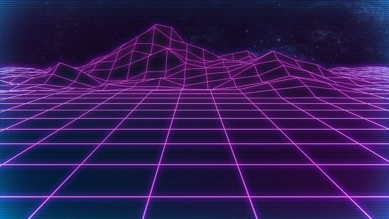 purple, lines, neon, 1980s, purple background, digital art, synthwave, Retrowave, grid, mountains, futuristic, pink, digital, artwork, 80s, 1080P, neon