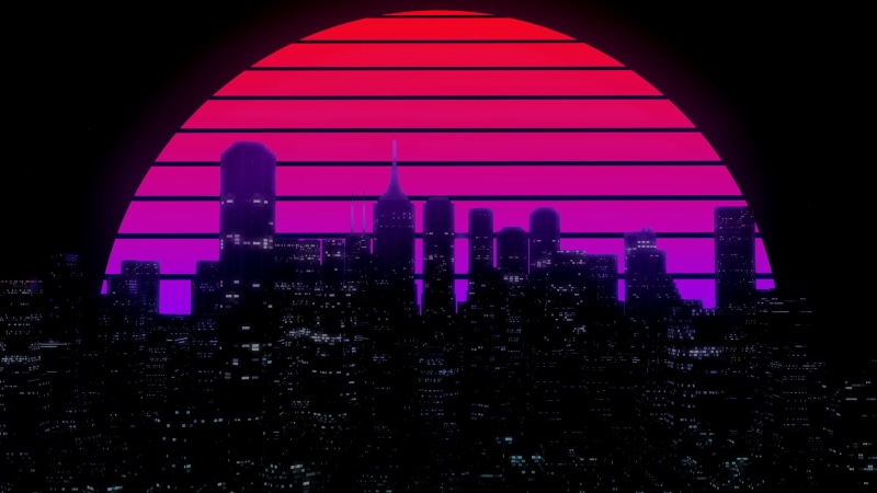 Futuresynth, 2K, The city, 80s, Synth, New Retro Wave, Sintav, The sun, Building, Background, Synthwave, Night, Neon, Music, 80s, Retrouve, Star, Retrowave