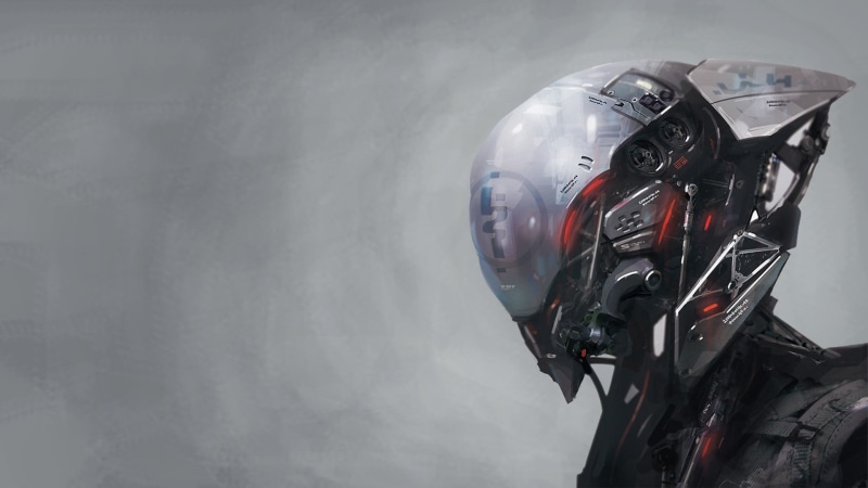artwork, technology, air vehicle, metal, android robot, plane, low angle view, no people, building exterior, day, black, wall - building feature, futuristic