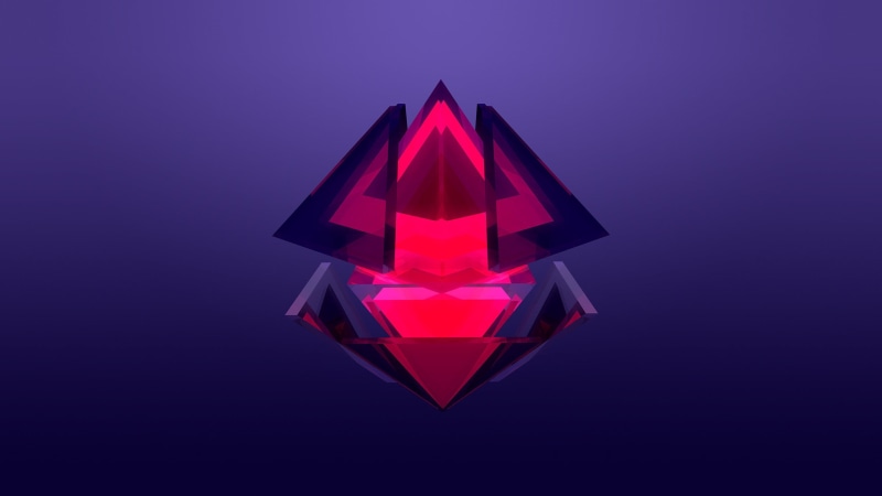 Justin Maller, geometric shape, pink color, luxury, multi colored, blue background, colored background, no people, diamond - gemstone, illuminated, purple