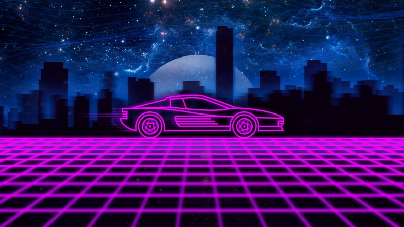 laser, illuminated, city, modern, night, technology, digital composite, diagram, office building exterior, 4K, built structure, Ferrari Testarossa, graph