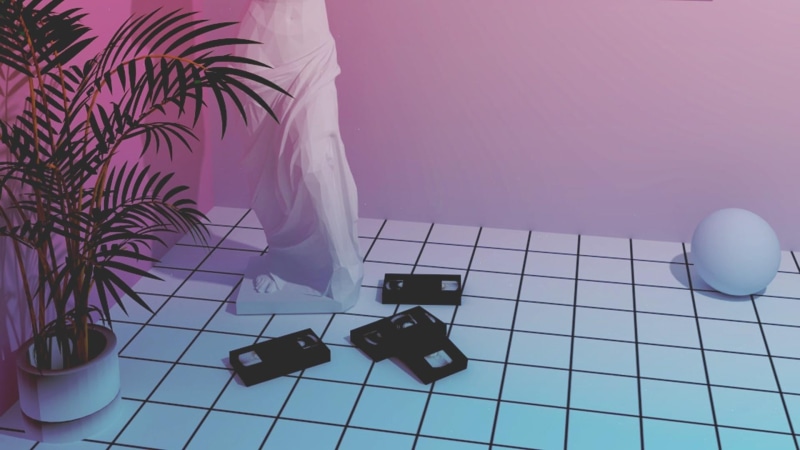 high angle view, wall - building feature, table, vaporwave, wall, nature, computer mouse, day, technology, plant, seapunk, flooring, design, leaf, retrowave