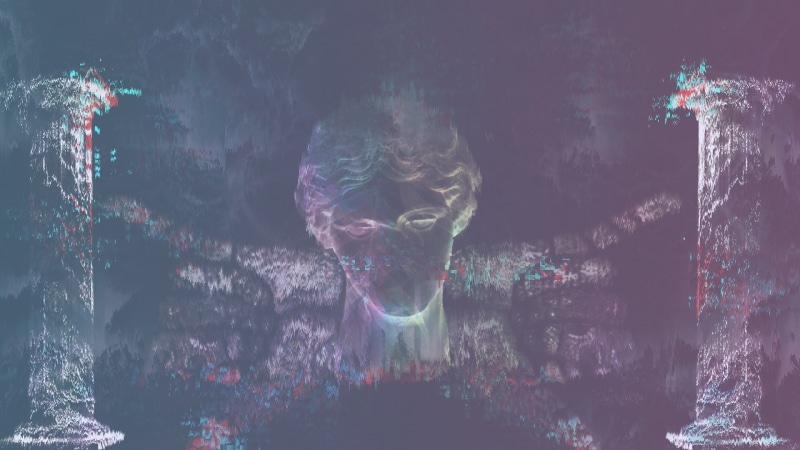 leisure activity, nature, young adult, vaporwave, art and craft, front view, digital composite, tree, water, creativity, plant, day, motion, one person