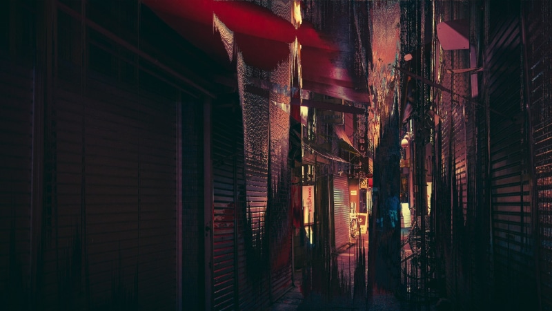 1080P, vaporwave, Japan, alleyway, abstract