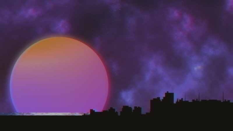 Retrowave, purple background, night, vaporwave, 1080P, cityscape, sunset