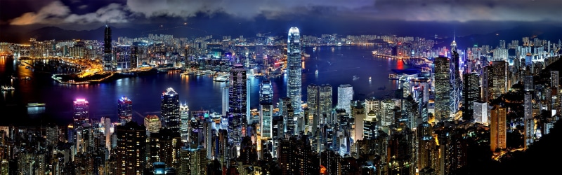 building, development, Hong Kong, water, dual monitors, finance and economy, office building exterior, sky, skyscraper, lights, modern, residential district