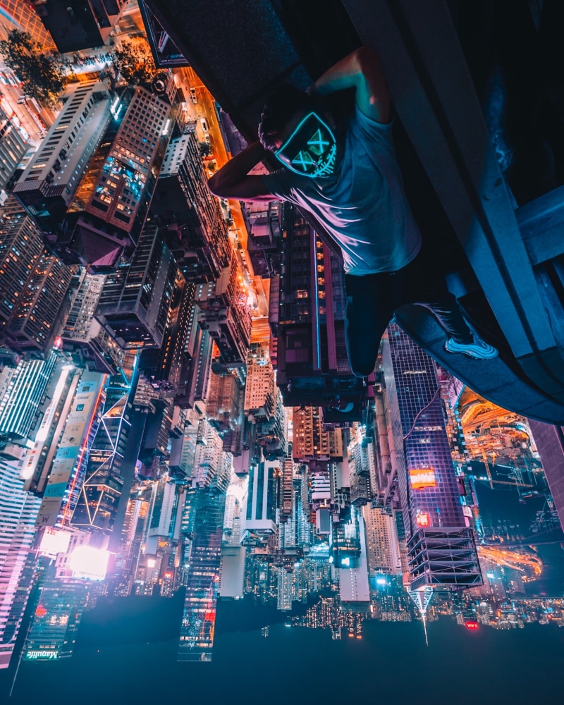 residential district, 2K, skyscraper, nightlife, night, Simon Zhu, modern, nightscape, financial district, neon, landscape, office building exterior, Asia