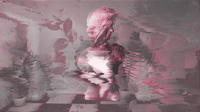 glitch art, curtain, beauty in nature, statue, creativity, indoors, day, art and craft, vaporwave, pink color, 1080P, representation, tree, growth, nature