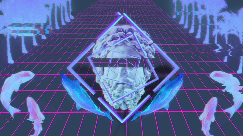 glitch art, vaporwave, statue, 1080P
