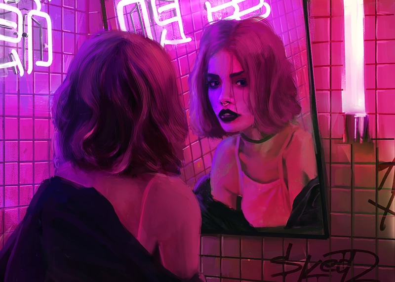 Piercing, Woman, Vaporwave, Girl, Neon, Pink, 720P, Artistic, Lipstick, Chillwave, Retro Wave
