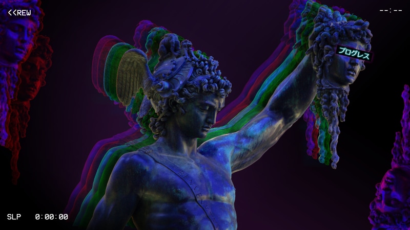 vaporwave, 4K, statue