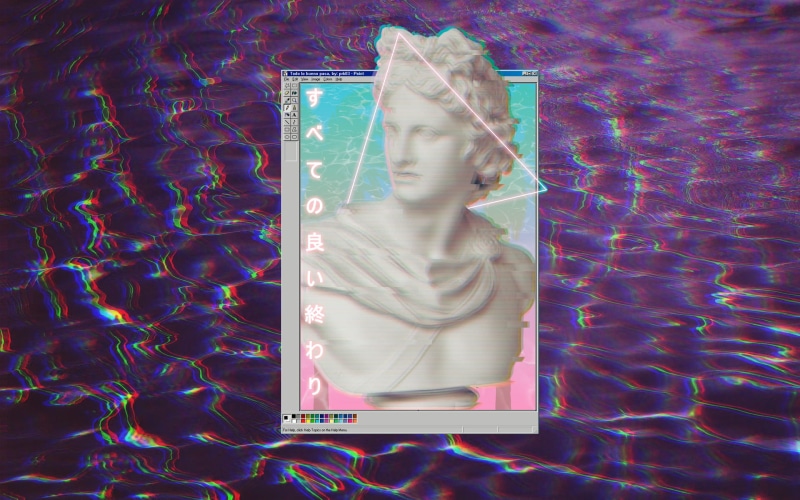 statue, 1080P, vaporwave