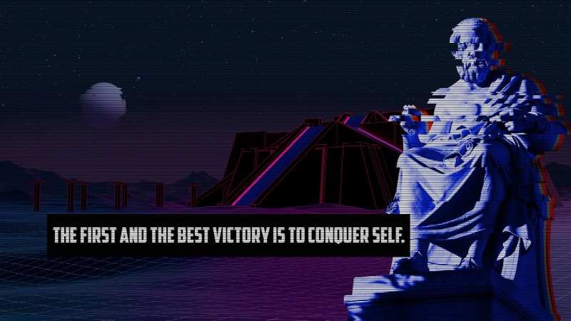 1080P, vaporwave, motivational, statue