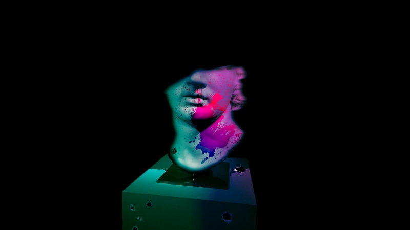 colorful, vaporwave, statue, museum, 1080P