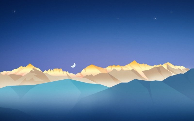 artwork, bright, tranquility, clear sky, night, landscape, no people, nature, tranquil scene, mountain, idyllic, mountain range, 1080P, land