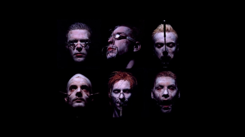 surprise, front view, Rammstein, shock, human face, horror, men, bizarre, facial expression, 1080P, headshot, spooky, multiple image, minimalism, portrait