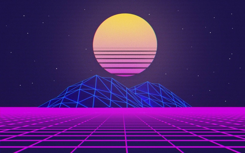 Sun, grid, 1080P, vaporwave