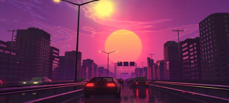 2K, car, vaporwave