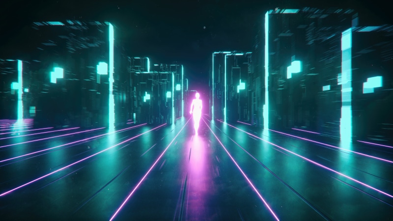 glowing, digital, lighting equipment, city, illuminated, modern, cyberpunk, light - natural phenomenon, neon, direction, outdoors, street, city life