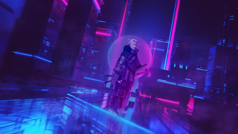 1080P, Geralt of Rivia, cyberpunk, cyber city, Cyberpunk 2077, The Witcher, neon