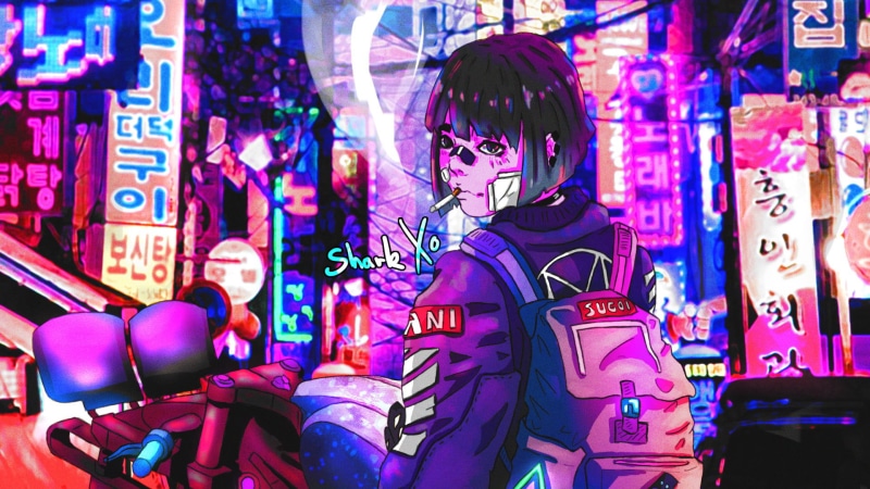 1080P, anime, vaporwave