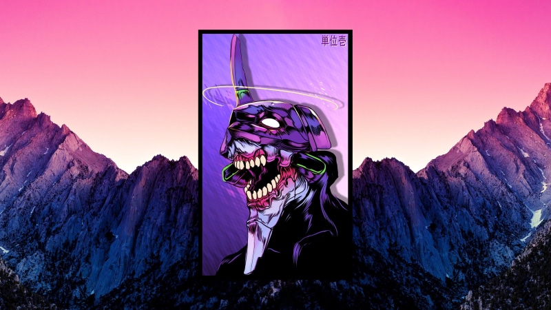 EVA Unit 01, 2K, purple background, Neon Genesis Evangelion, Evangelion:1.0