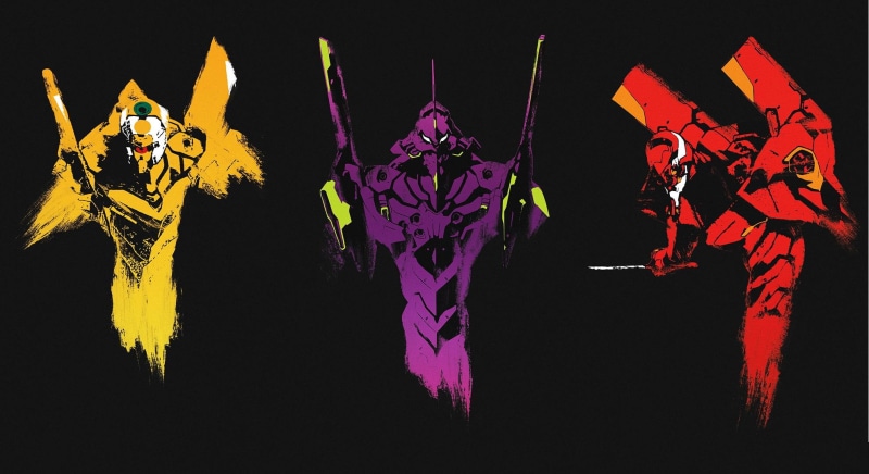 1080P, EVA Unit 01, Neon Genesis Evangelion, drawing, EVA Unit 02, simple background, EVA Unit 00