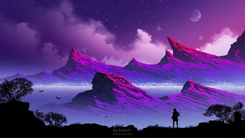 purple, environment, blue, summer, forest, scenics, people, snowcapped mountain, hill, mountain Peak, outdoors, cold temperature, sky, adventure, night