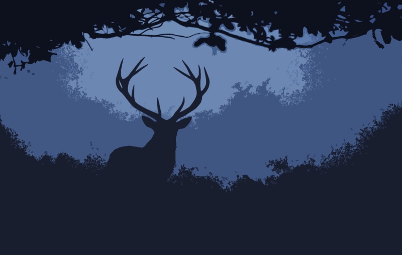 grass, herbivorous, one animal, artwork, blue, fall, animal themes, halloween, deer, sky, low angle view, celebration, reindeer, season, tree, stag, arms raised